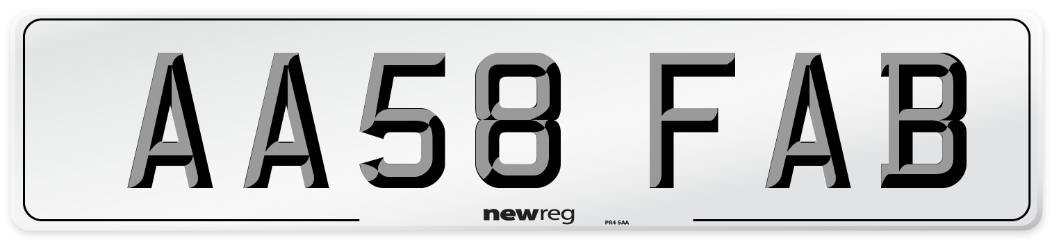 AA58 FAB Number Plate from New Reg